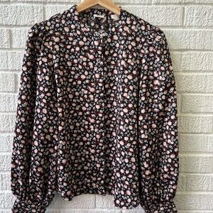 Levi’s Floral Balloon Sleeve Black and Pink Women's Top
